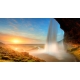 Naturbilder - Landschaft - Island - Bild - Wasserfall - Gischt - Sonnenuntergang